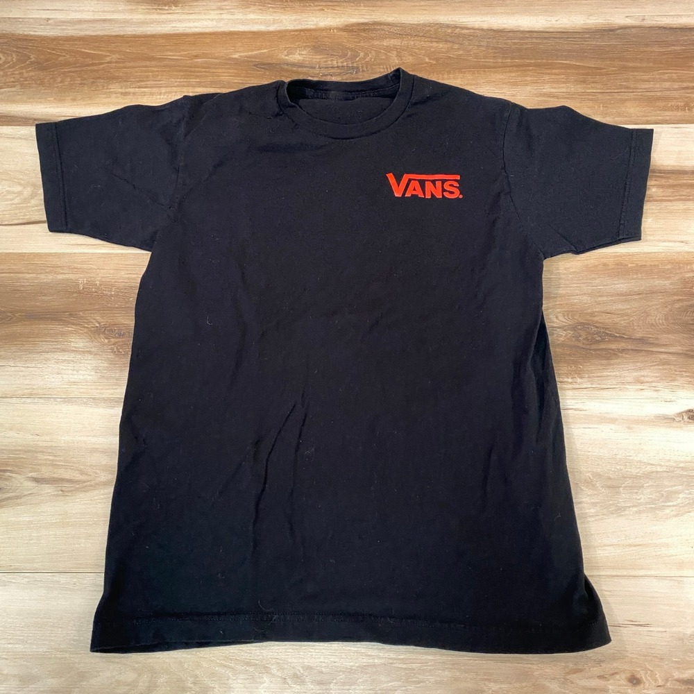 Vans Mens Off The Wall Graphic T-Shirt Black Red Logo Short Sleeve Tee Small